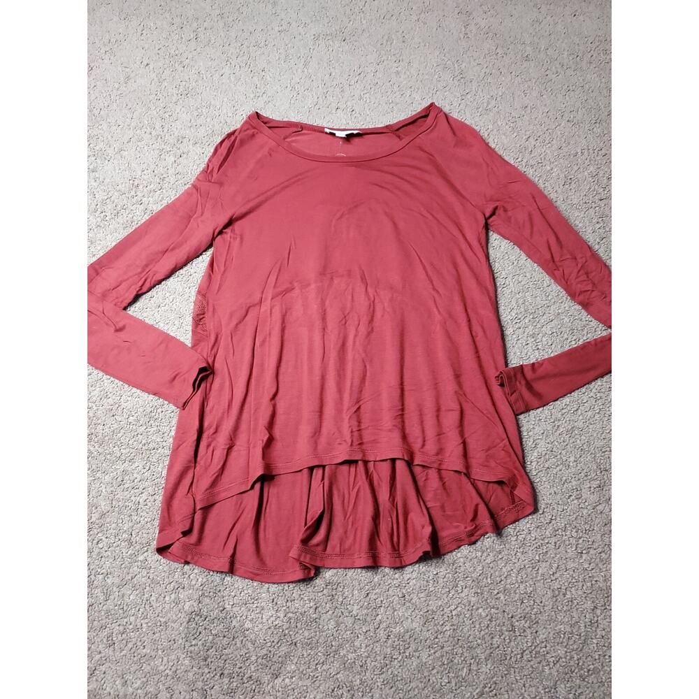 NWT Women's XS Cloud Chaser Kohl's Long Sleeve Embroidered Blouse Red Orange